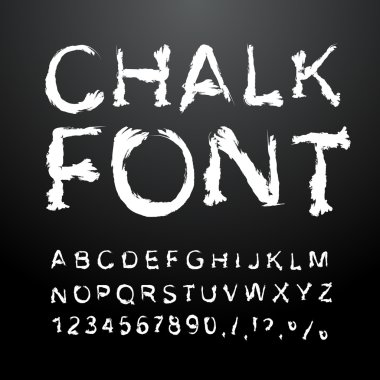 Tebeşir yazı tipi. Alfabe beyaz tebeşirle yazılmış. Buz fr ile Harfler