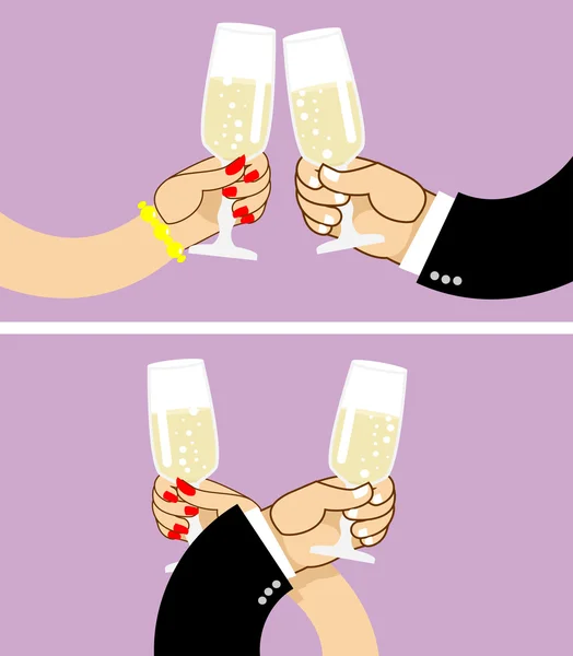 Hermandad para beber vino. La primera vidanie. Hombre y mujer bebiendo — Vector de stock