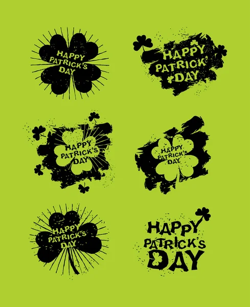 Joyeux Patricks jour ensemble d'emblèmes. Logos pour Irish grunge holida — Image vectorielle