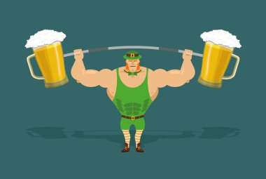 leprechaun güçlüdür. Kupalar ile güçlü leprechaun ve halter 