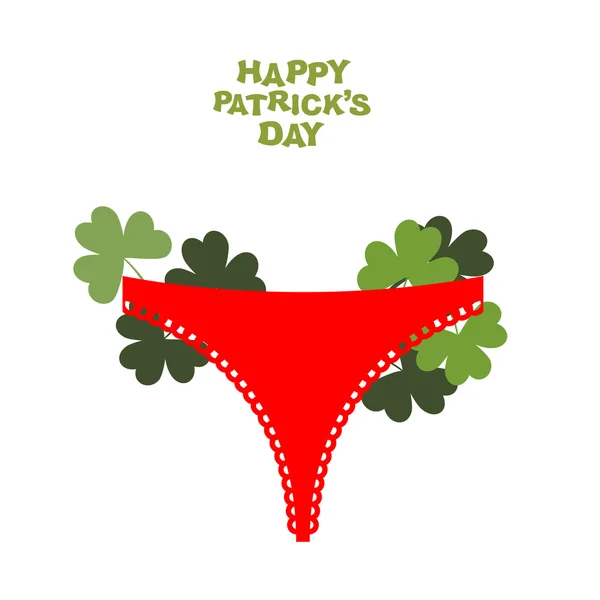 Happy Patricks day. Panties and clover. Many green clovers in un — Stock Vector