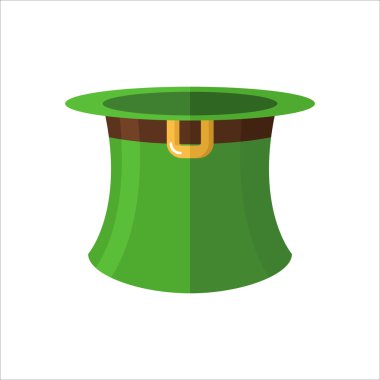 Beyaz arka planda Leprechaun şapkası. Yeşil eski şapka silindiri. Fan