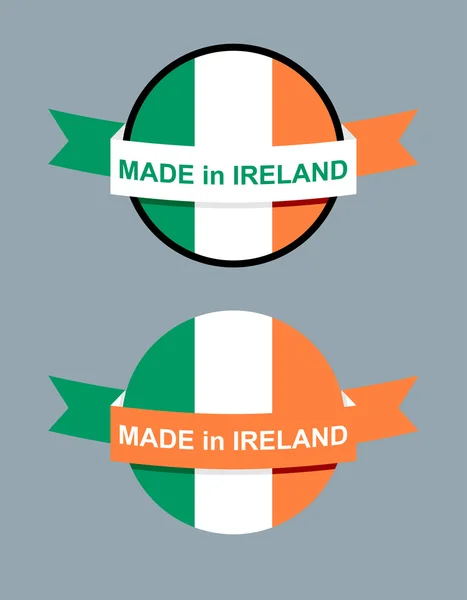 Tillverkad i Irland. logotyp för produkten. Karta över Irland och band wit — Stock vektor