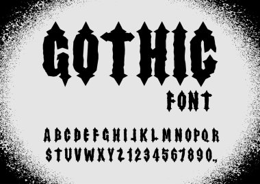 Gotik yazı tipi. Antik yazı tipi. Gotik harflerle. Vintage alfabe. İzin