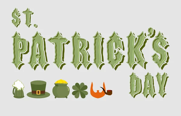 День Святого Patricks. Буквене позначення. Стародавні кельтського шрифт. Піктограми Хо — стоковий вектор