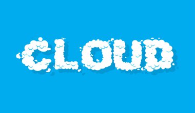 Cloud. White cloud text. Blue sky and white cloud. Letters from  clipart