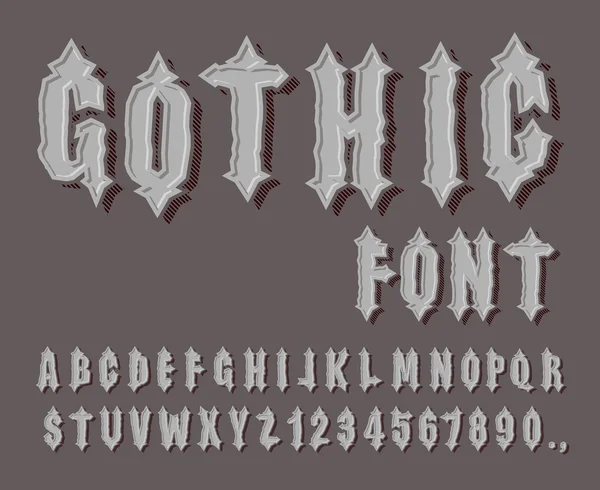 Gotyckie czcionki. Średniowiecznych litery i cyfry. Niesamowite alfabetu. F czcionka — Wektor stockowy