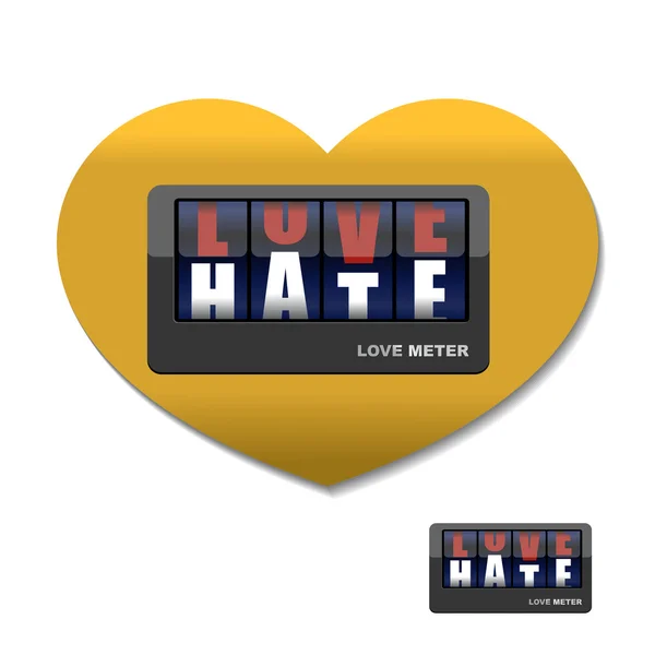 愛のメーター。愛と憎しみのメーター。各種測定器のデバイス — ストックベクタ