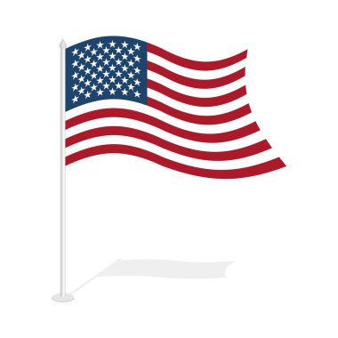 USA flag on white background. Developing United States flag. Ame
