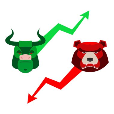 Yeşil Red Bull ve ayı. Borsadaki tüccarlar. İş tüm