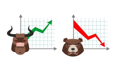 Boğa iş grafiği. Yeşil ok up büyüyen. Ayı iş sched