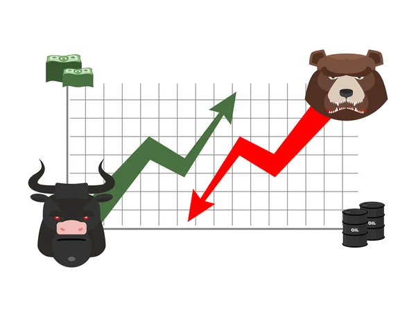 황소와 곰 금융. 인용의 상승과 하락. E에 플레이어 — 스톡 벡터