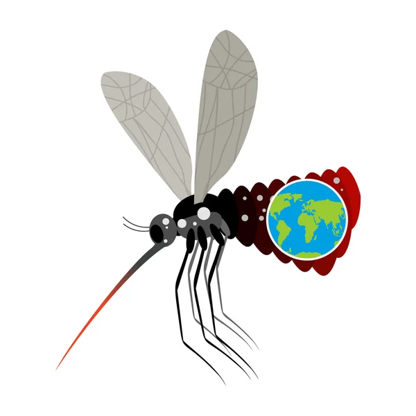 Virus moskytů Zika. Velký komár přebral planetu Zemi. Velký Bel — Stockový vektor