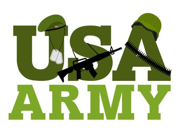 Birleşik Devletler Ordusu. Askeri metin logo. Amerikan Ordusu. Yeşil ber