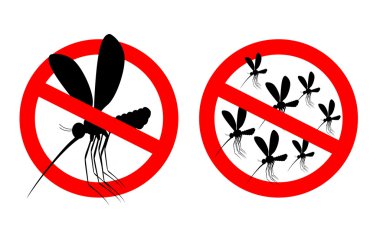 Stop mosquito. Forbidden swarm mosquitoes. Frozen mosquito insec clipart