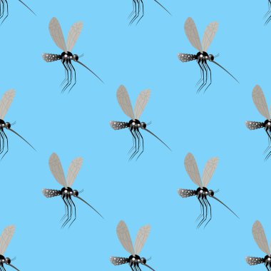 Mosquito seamless pattern. Texture of the insects. Mosquito on a clipart