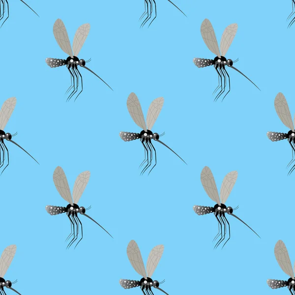 蚊のシームレスなパターン。昆虫のテクスチャ。上の蚊、 — ストックベクタ