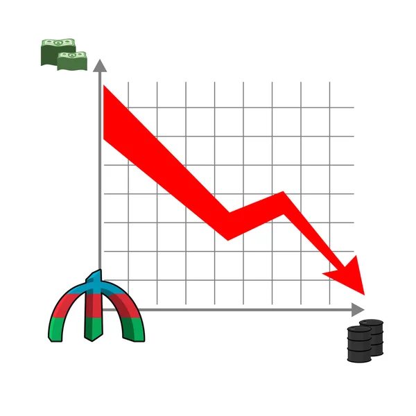 O dinheiro do manat azerbaijanês cai. Queda da taxa de manat. Dow vermelho — Vetor de Stock