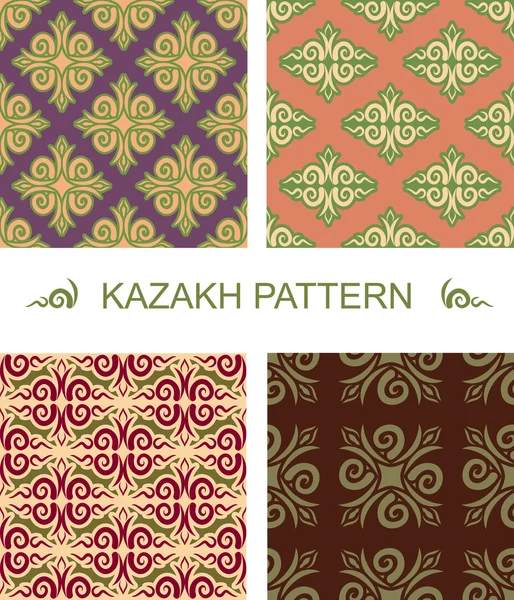 カザフスタンのパターン。カザフスタンの伝統的な国家パターン。テキスト — ストックベクタ
