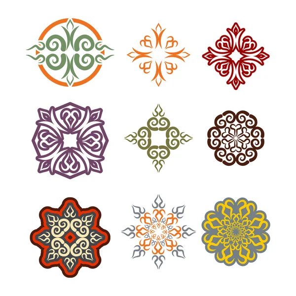 Kazachse ornament set van elementen. Etnische patroon. Kazachstan Nati — Stockvector