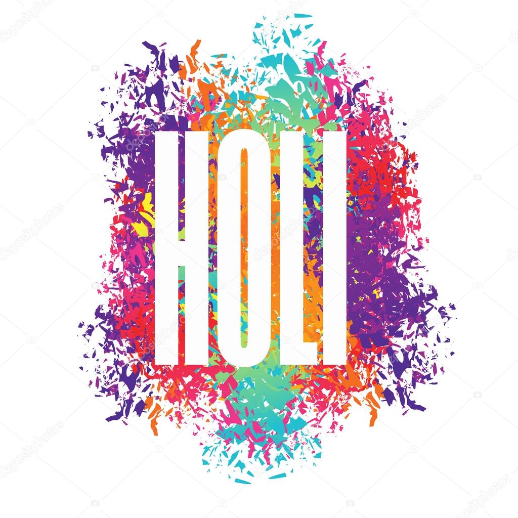 Holi celebration. Color stain from brush. Logo for Indian Holi h