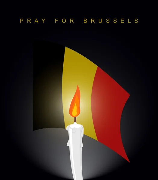 Rezem por Bruxelas. Bandeira da Bélgica. Uma figura de luto. Ataque em —  Vetores de Stock