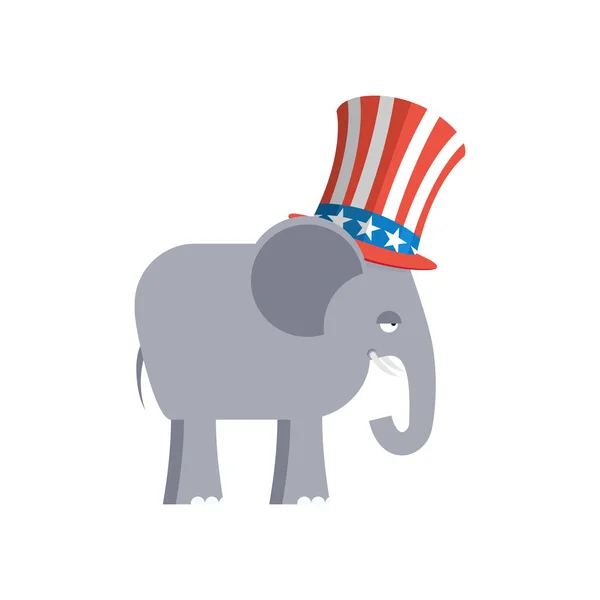 Elephant in Uncle Sam hat. Republican Elephant. Symbol of politi — Stock Vector