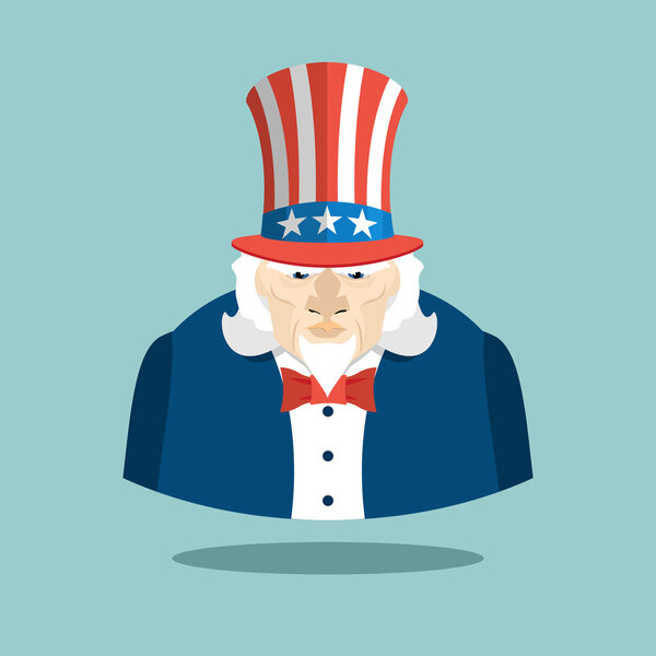 Uncle Sam icon. Patriotic American hero. USA National Male. Illu