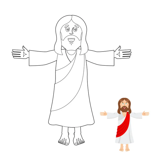 İsa boyama kitabı. İsa Mesih çocuklar için çizim. Doğrusal b — Stok Vektör