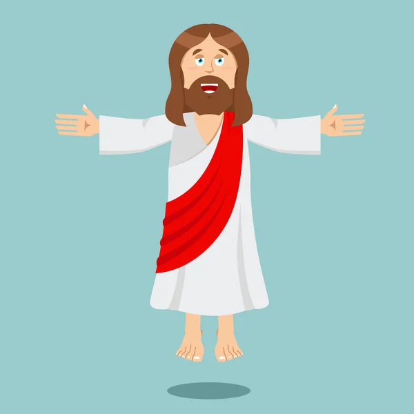 Jesus Christ. Cheerful Jesus. Son of God. The biblical character — Stock Vector