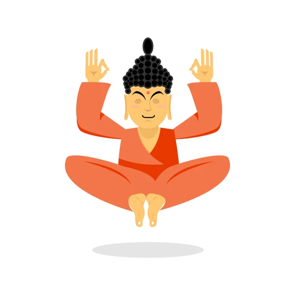 仏瞑想。白い背景に仏。インドの仏 — ストックベクタ