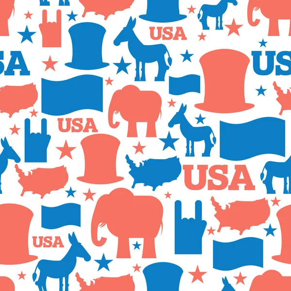 Американський безшовний візерунок. США вибори символи Національний шаблон — стоковий вектор
