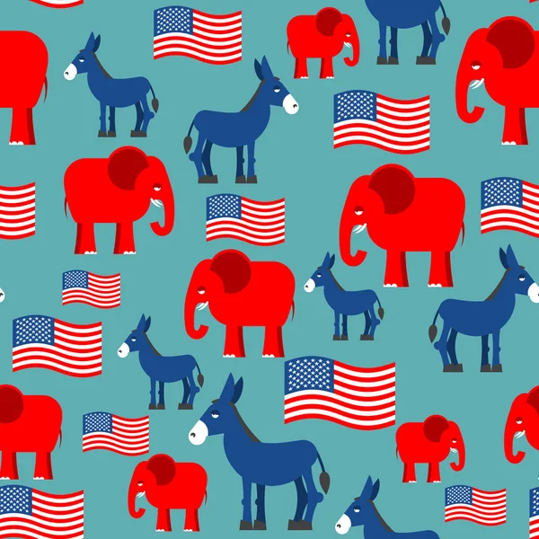 大象和驴无缝图案。用于选举和 d 的纹理 — 图库矢量图片