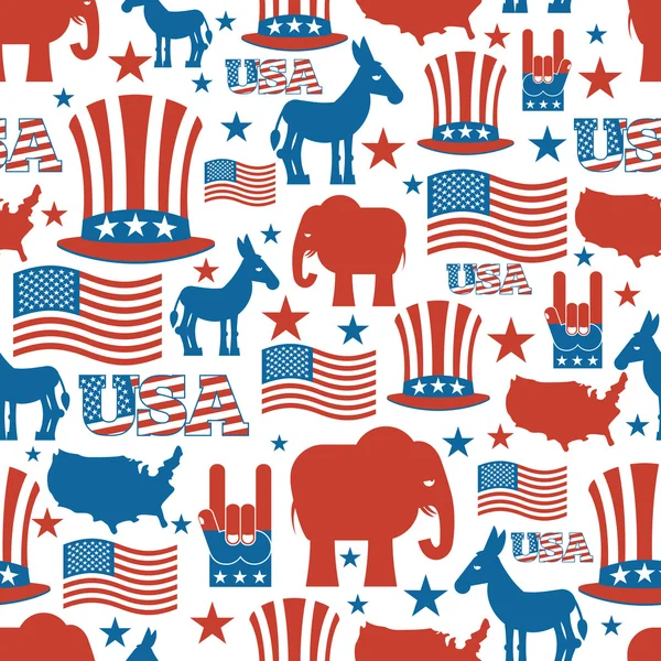 American seamless pattern. USA Election Symbols National pattern — Stock Vector