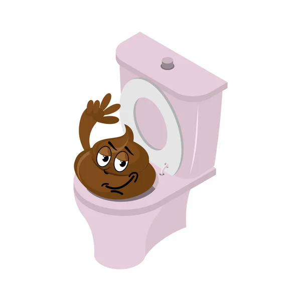 Funny shit and toilet. Funny Turd of closet. Pink toilet WS — Stock Vector