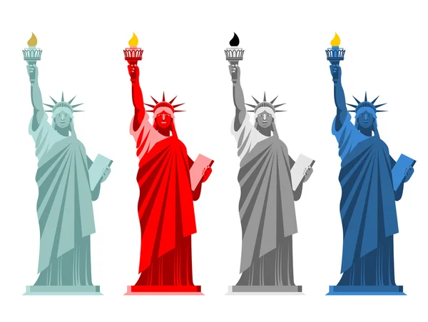 Ορίστε το άγαλμα της ελευθερίας. Πολύχρωμο έλξης στην Αμερική. Επιλέξουν το χρώμα — Διανυσματικό Αρχείο