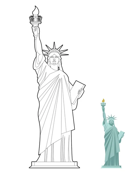 Statue of Liberty coloring book. Symbol of freedom and democracy — Stock Vector