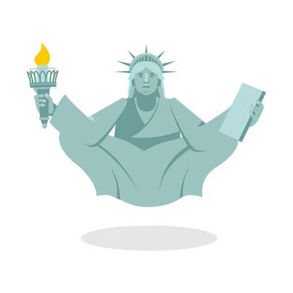 Estátua da Liberdade ioga. Símbolo nacional da América in lotus pos —  Vetores de Stock