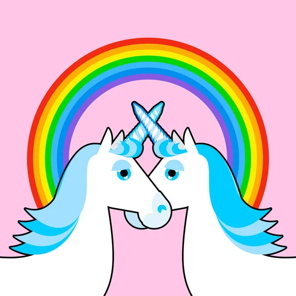 Unicornio azul y arco iris. Símbolo de la comunidad LGBT. Fantástico un — Vector de stock