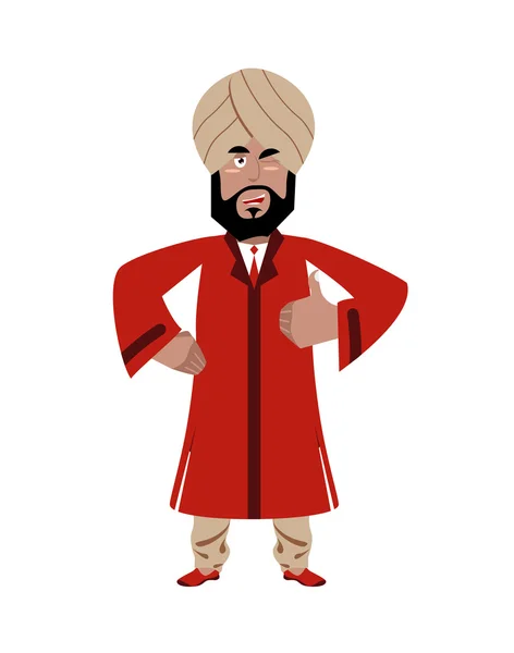 El hombre de negocios indio muestra bien. Indios con barba. Firma todo derecho. — Archivo Imágenes Vectoriales