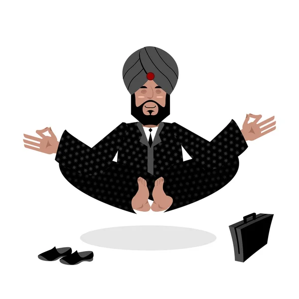 Hombre de negocios indio meditando. Yoga de negocios de Indian. Hombre en t — Archivo Imágenes Vectoriales