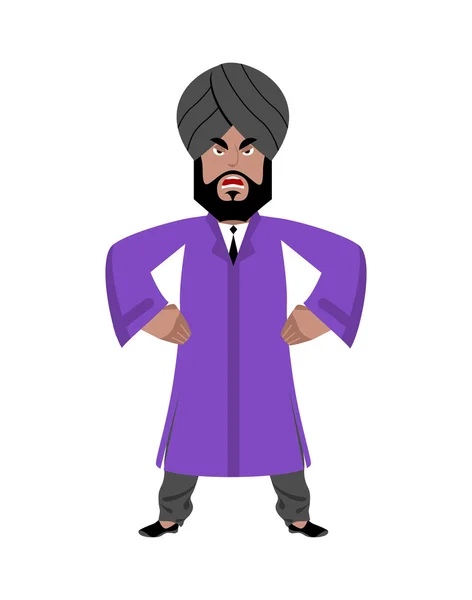Wütender indischer Geschäftsmann. Mann aus Indien in Nationalkleidung. tu — Stockvektor