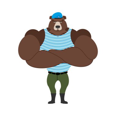 Rus askerleri ayı mavi bere içinde. Hava hava paratroop