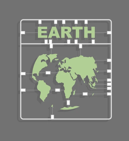 Kit modèle Earth Plastic. Continents. Carte du monde — Image vectorielle