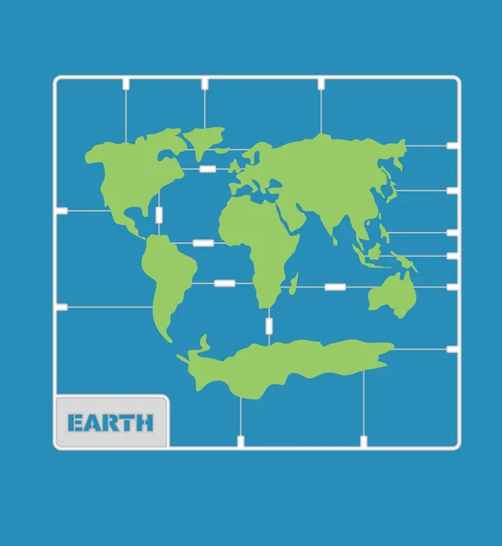 Weltkarte Plastikmodellbausatz. Geographie Kontinente des Planeten Erde — Stockvektor