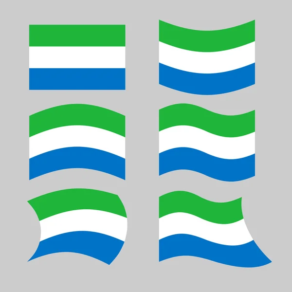 Sierra Leone flag. Set flags Siera Leones Republic in various fo — Stock Vector