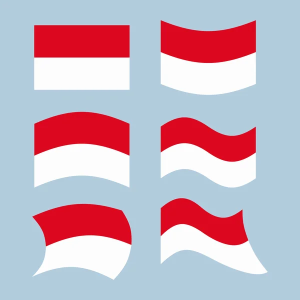 Indonesische Flagge. Fahnen der Republik Indonesien in verschiedenen Farben — Stockvektor