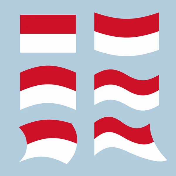 Monaco-Flagge. Fahnen der Republik Monako in verschiedenen Formen. d — Stockvektor