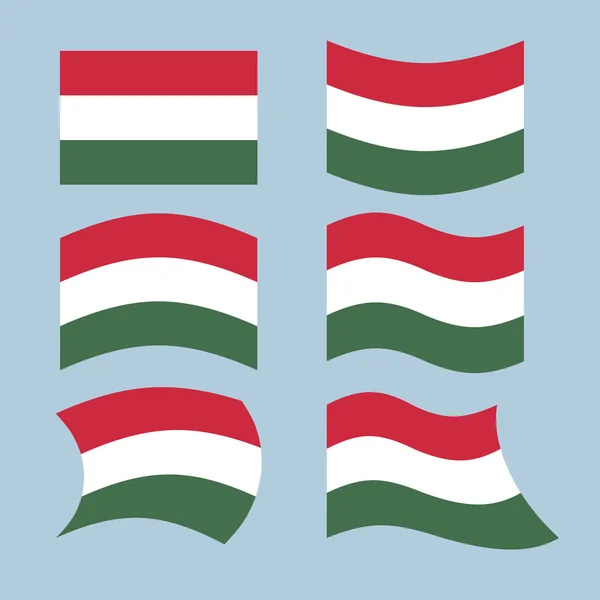 Drapeau Hongrie. Ensemble de drapeaux de la République hongroise sous diverses formes — Image vectorielle