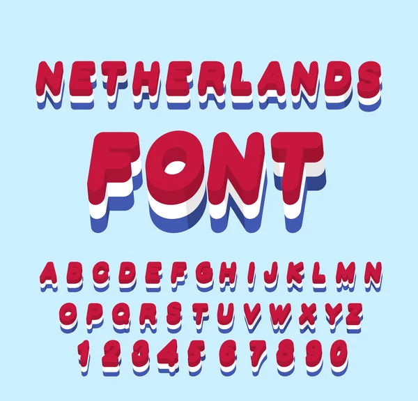 Netherlands font. Bandera holandesa en letras. Alfa patriótica nacional — Archivo Imágenes Vectoriales